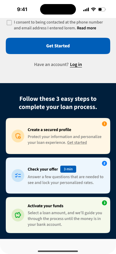 Digital lending platform, screen 2