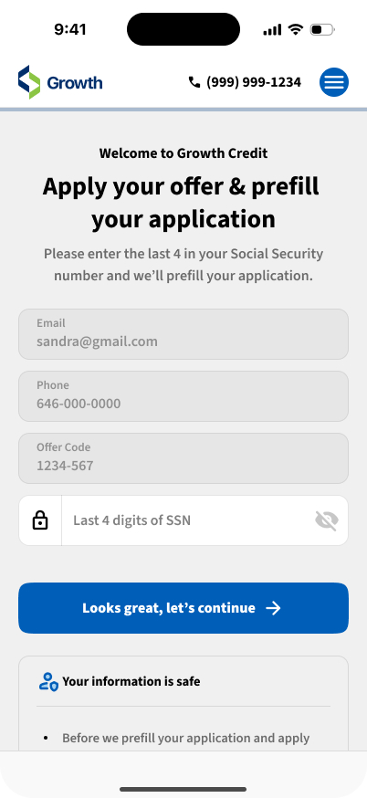 Digital lending platform, screen 4