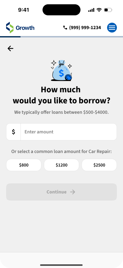 Digital lending platform, screen 7