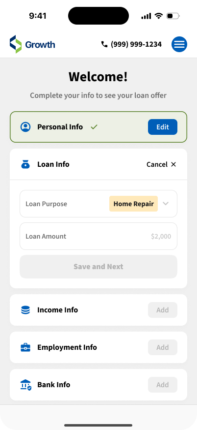 Digital lending platform, screen 9